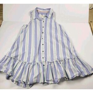 Anthropologie Maeve sleeveless striped mini dress with a ruffled hem Size Small